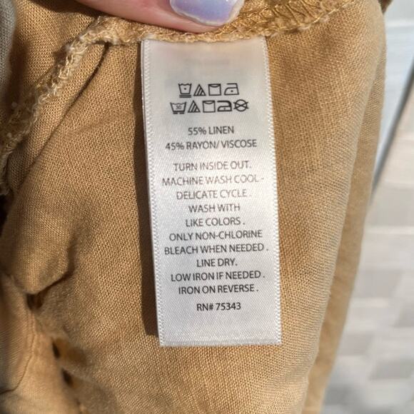 Rachel Rachel Roy Linen Blend Faux Wrap Skirt Size XL Cargo Pocket Tan Beach - Picture 10 of 10